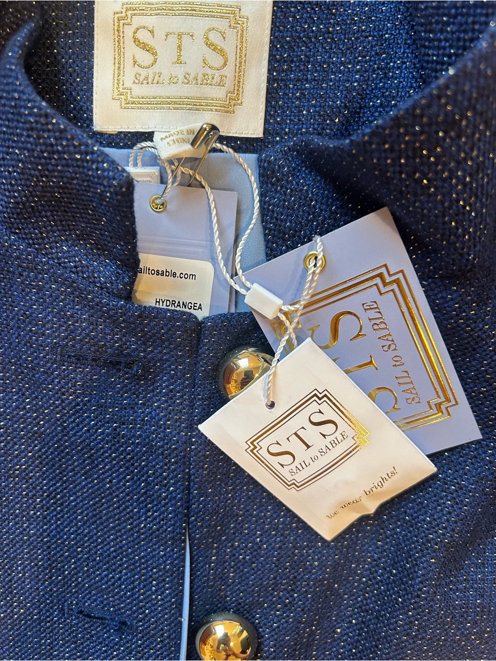 Sail to Sable Women’s Navy Tweed Jacket with Gold Buttons - Picture 2 of 9